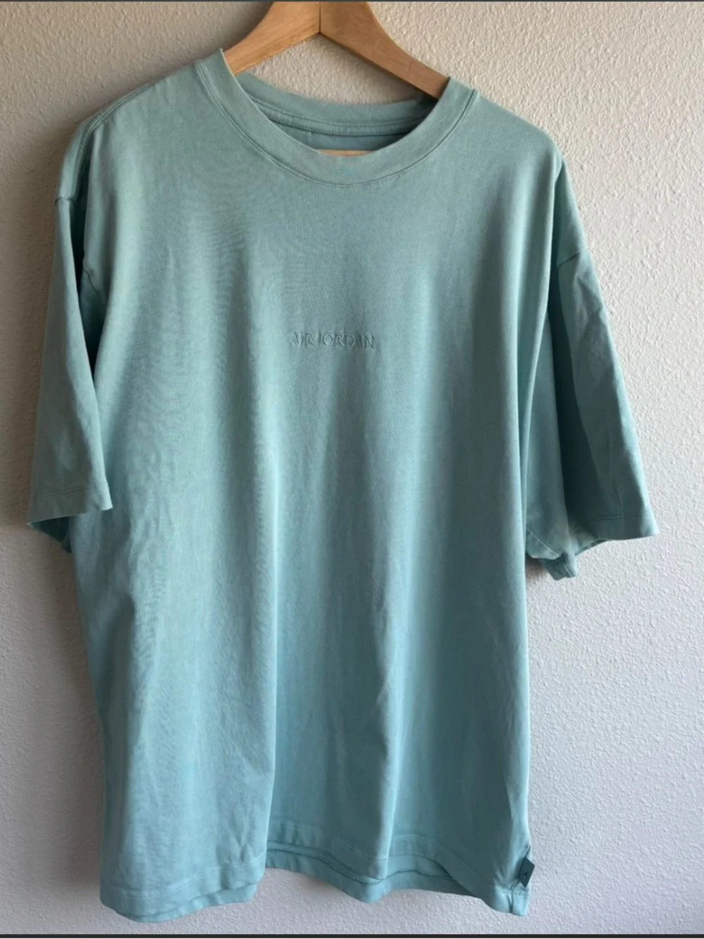 Jordan Embroidered Tee in Light Teal